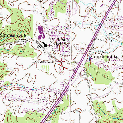 Topographic Map of Locust United Methodist Church, MD