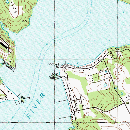 Topographic Map of Locust Point, MD