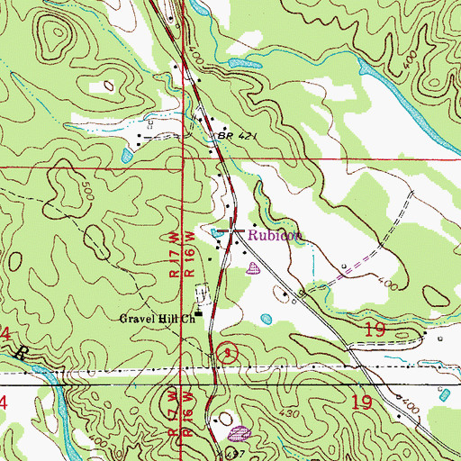 Topographic Map of Rubicon, AR
