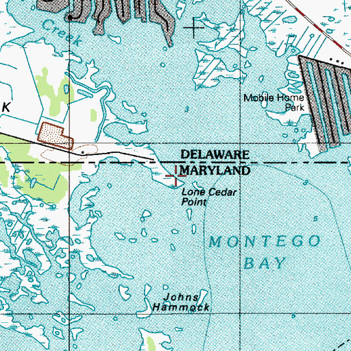 Topographic Map of Lone Cedar Point, MD
