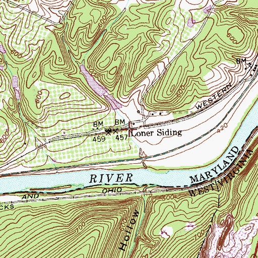 Topographic Map of Loner Siding, MD