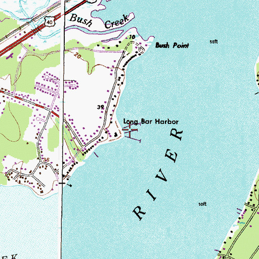 Topographic Map of Long Bar Harbor, MD