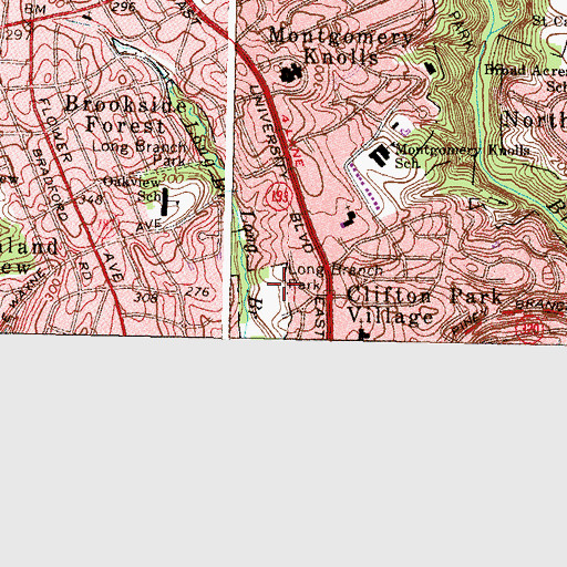 Topographic Map of Long Branch Park, MD