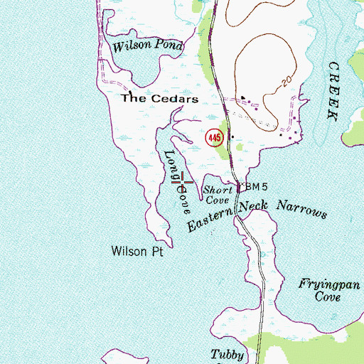 Topographic Map of Long Cove, MD