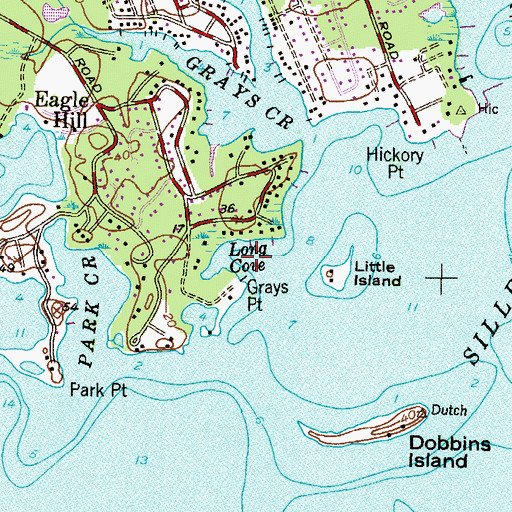Topographic Map of Long Cove, MD