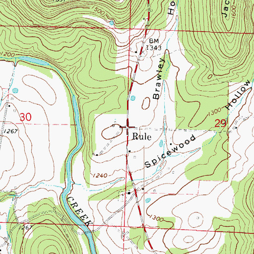 Topographic Map of Rule, AR