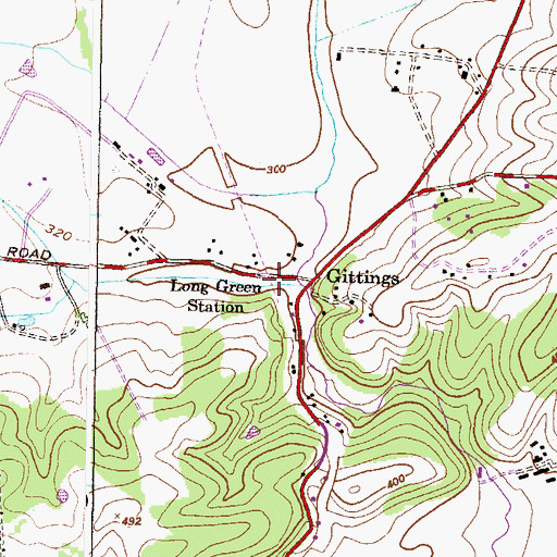 Topographic Map of Long Green Station, MD