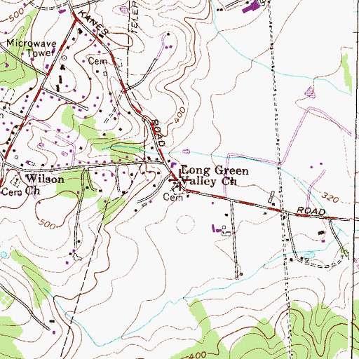Topographic Map of Long Green Valley Church, MD