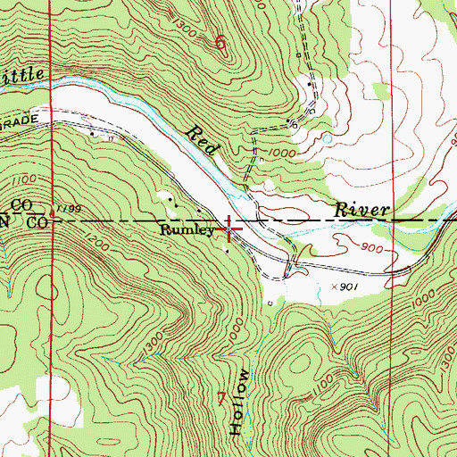 Topographic Map of Rumley, AR