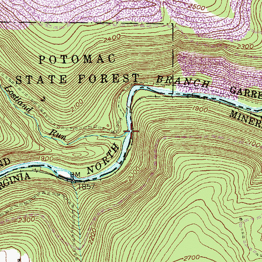 Topographic Map of Lostland Run, MD