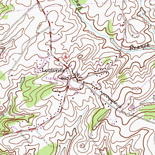Topographic Map of Louisville, MD
