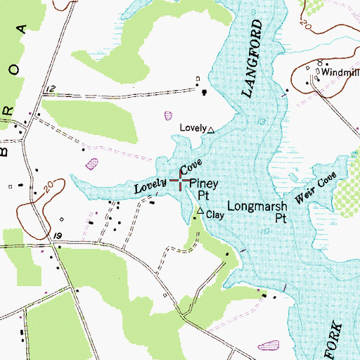 Topographic Map of Lovely Cove, MD