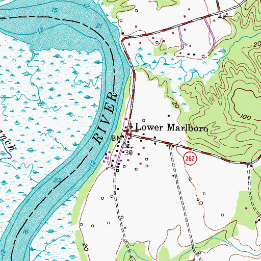 Topographic Map of Lower Marlboro, MD