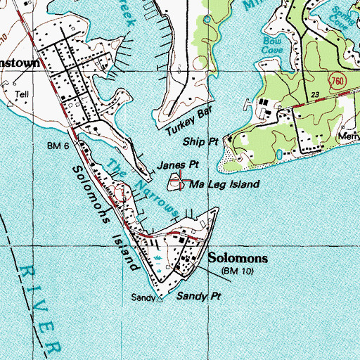Topographic Map of Ma Leg Island, MD