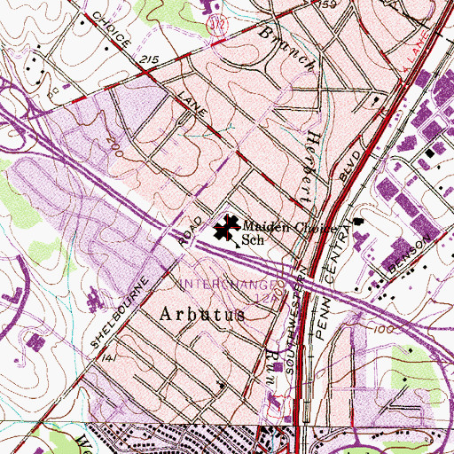 Topographic Map of Maiden Choice School, MD