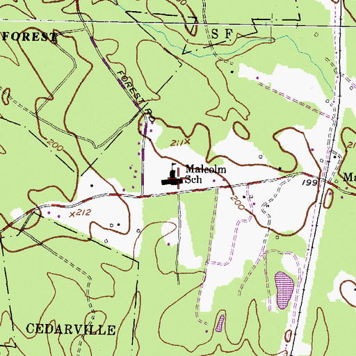 Topographic Map of Malcolm Elementary School, MD