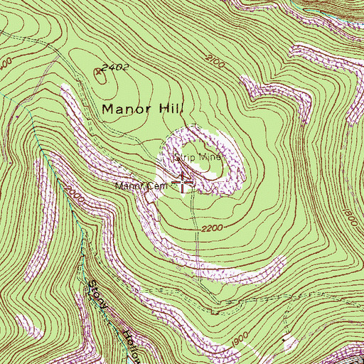 Topographic Map of Manor Cemetery, MD