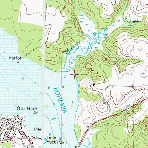 Topographic Map of Manor Creek, MD