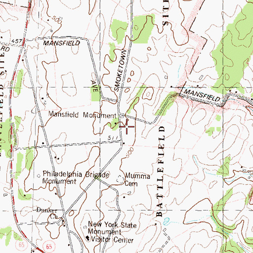 Topographic Map of Mansfield Monument, MD