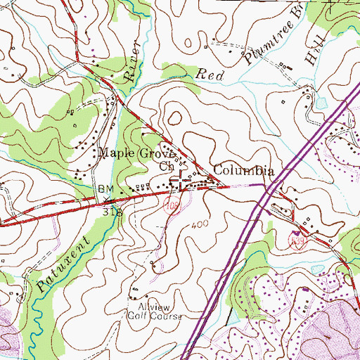 Topographic Map of Maple Grove Church, MD