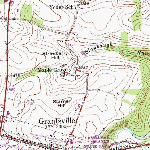 Topographic Map of Maple Grove Church, MD