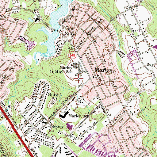 Topographic Map of Marley Middle School, MD