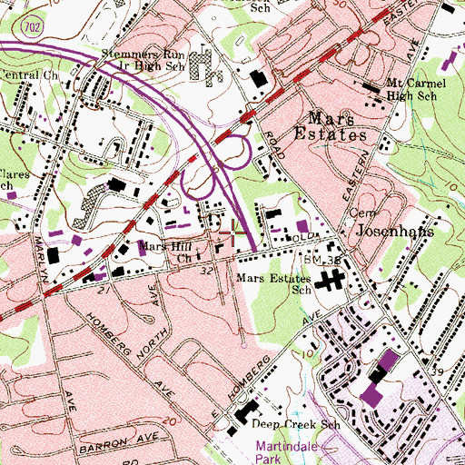 Topographic Map of Mars Hill Church, MD
