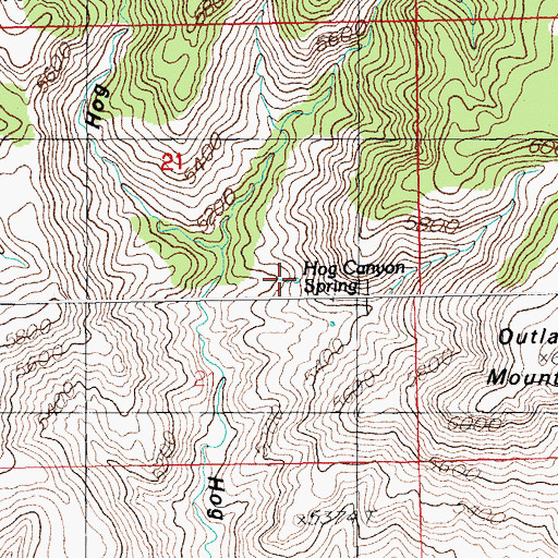Topographic Map of Hog Canyon Spring, AZ