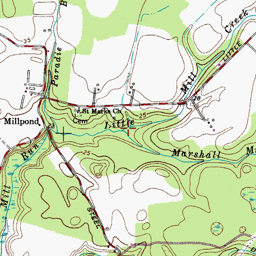 Topographic Map of Marshall Mill Run, MD