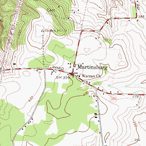 Topographic Map of Martinsburg, MD