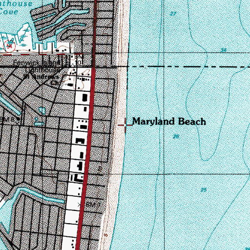 Topographic Map of Maryland Beach, MD
