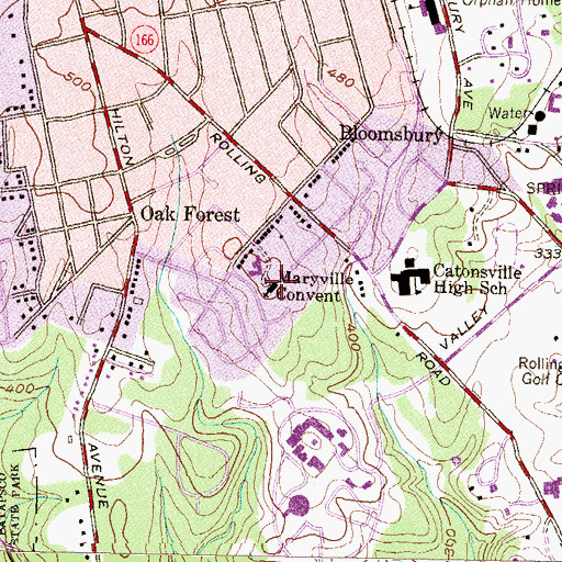 Topographic Map of Maryville Convent, MD
