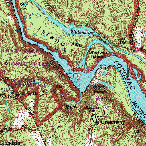 Topographic Map of Mather Gorge, MD