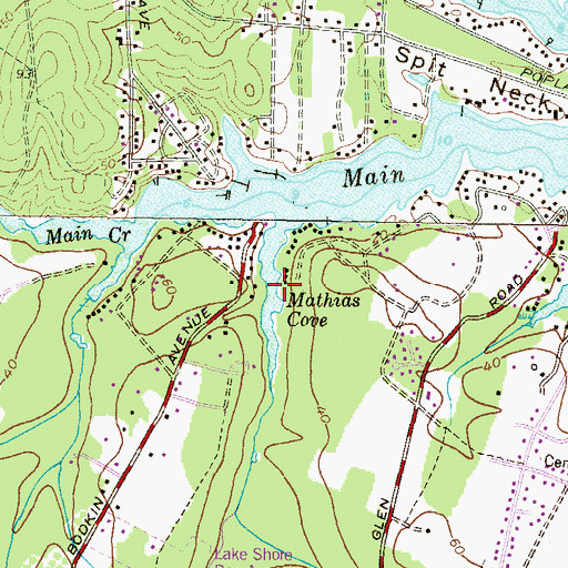 Topographic Map of Mathias Cove, MD