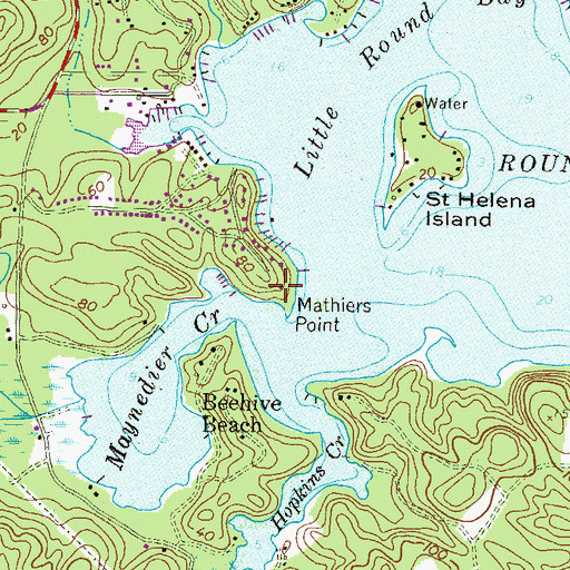 Topographic Map of Mathiers Point, MD