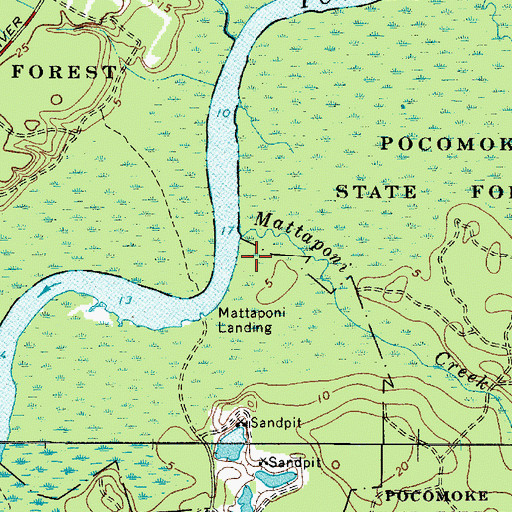 Topographic Map of Mattaponi Creek, MD