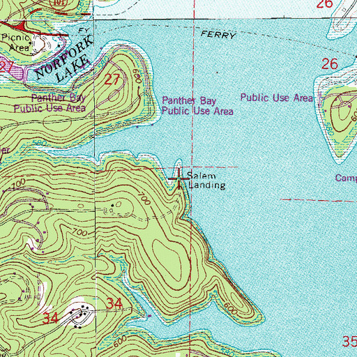 Topographic Map of Salem Landing, AR