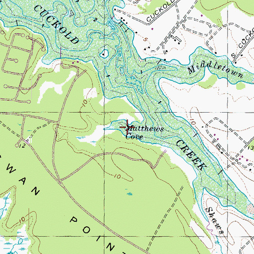 Topographic Map of Matthews Cove, MD