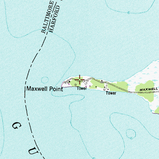 Topographic Map of Maxwell Point, MD