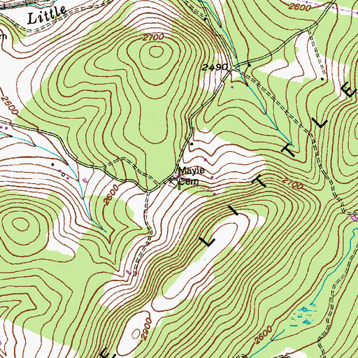 Topographic Map of Mayle Cemetery, MD