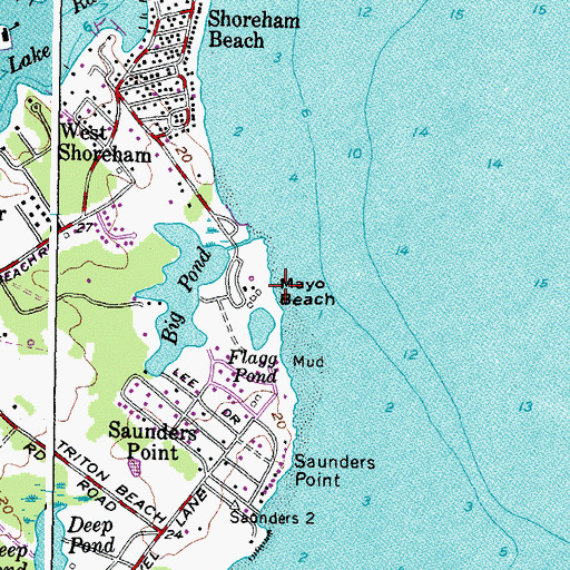 Topographic Map of Mayo Beach, MD