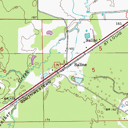 Topographic Map of Saline, AR
