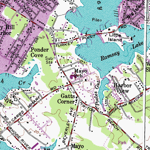 Topographic Map of Mayo Elementary School, MD