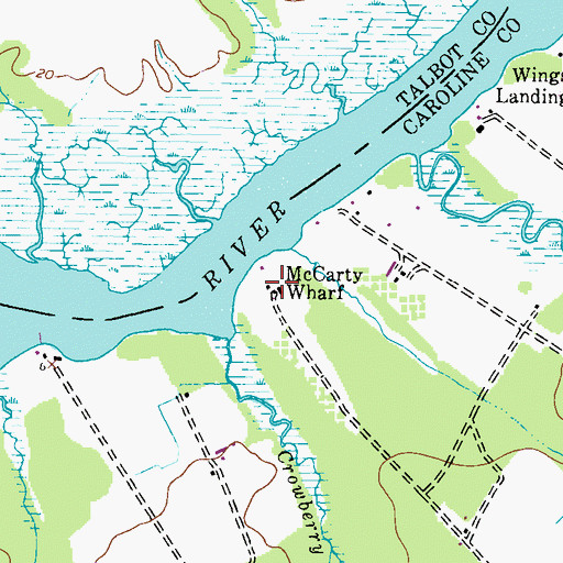 Topographic Map of McCarty Wharf, MD