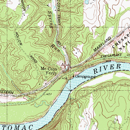 Topographic Map of McCoys Ferry, MD