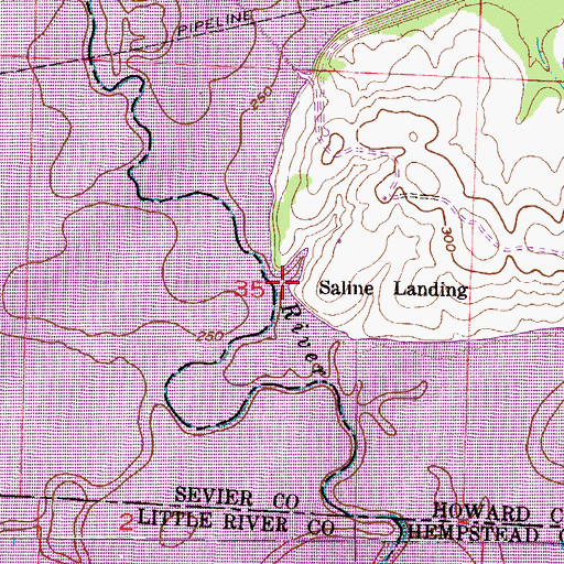 Topographic Map of Saline Landing, AR