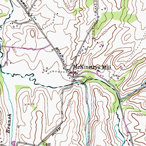 Topographic Map of McKinstrys Mill, MD