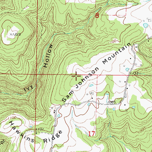 Topographic Map of Sam Johnson Mountain, AR