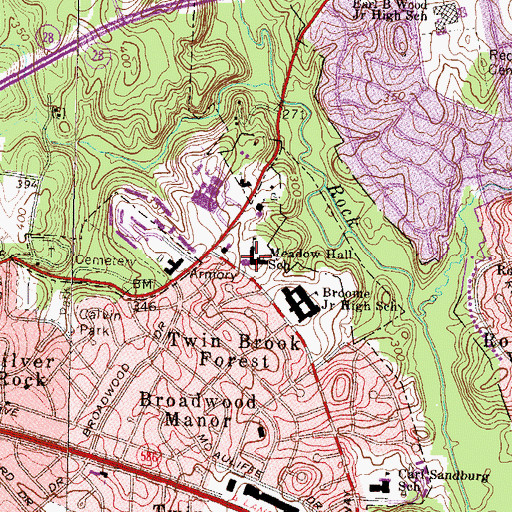 Topographic Map of Meadow Hall Elementary School, MD