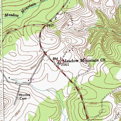 Topographic Map of Meadow Mountain Church, MD